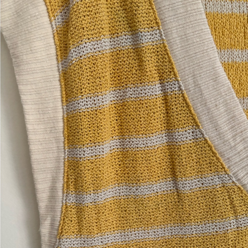 Yellow and White Striped Sleeveless Sweater - Picture 2 of 4